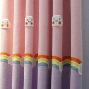 rideau enfant nuages souriants arcs ciel semi transparents motifs pastel doux