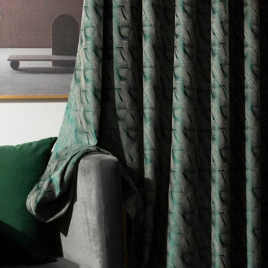 Rideau émeraude gaufré contemporain en polyester