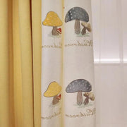 rideau enfant motifs champignons brodés opaques voilage transparent decoratif echangement tringle