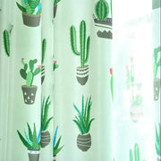 rideau semi transparent cactus motifs plantes grasses décoration botanique moderne vert gris beige