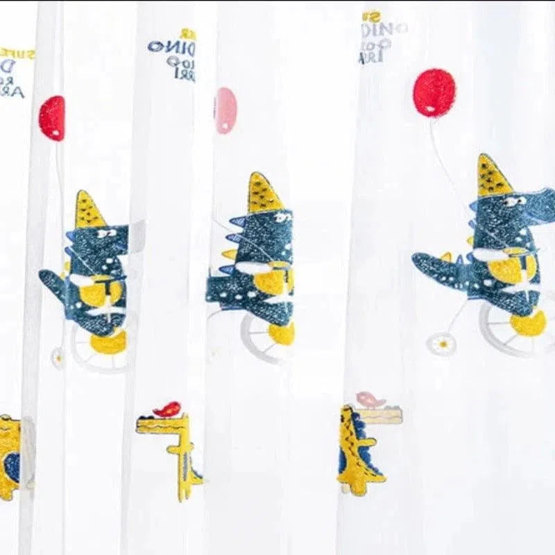 Rideau pour enfants avec motifs ludiques de dinosaures, idéal pour décorer une chambre d'enfant. Ce rideau apporte une touche amusante et colorée à l'espace, tout en assurant une atmosphère joyeuse. Accessoire d'intérieur parfait pour stimuler l'imagination des petits.