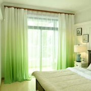 rideau dégradé blanc bleu rose vert moderne plissé tringle voilage transparent chambre minimaliste