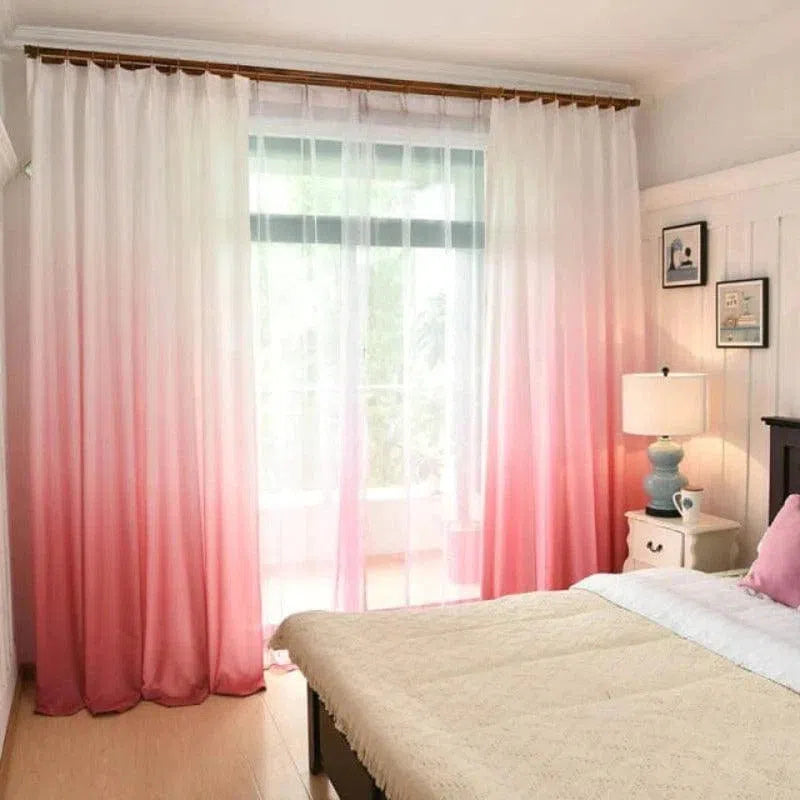 Rideau dégradé rose élégant pour chambre moderne, lumineux, parfait pour apporter une touche de couleur et de sophistication à la décoration intérieure, idéal pour filtrer la lumière tout en préservant l'intimité, accessoire déco incontournable.