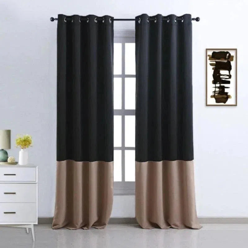 Rideaux modernes bicolores pour salon, design chic et élégant, ajout élégant à votre décoration intérieure. Ils offrent une ambiance sophistiquée, parfaits pour embellir vos fenêtres tout en préservant votre intimité. Idéals pour un intérieur contemporain.