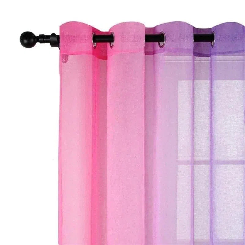 Rideau décoratif à œillets, dégradé de couleurs rose à violet, parfait pour ajouter une touche moderne et élégante à votre intérieur. Facile à installer, idéal pour salons, chambres ou bureaux.