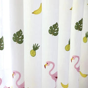 rideau tropical motif flamants roses fruits jungle semi transparent enfant ludique tringle inclusion