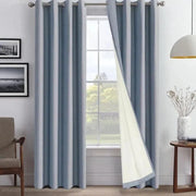 rideau isolant thermique doublure polaire bleu gris blanc moderne tissu texturé opacité variable øillet