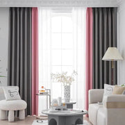 rideau thermique garage gris rose deux pièces tissu plissé semi translucide moderne attache tringle