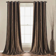 rideau velours marron texturé satiné moderne tringle deux pièces