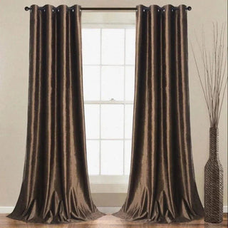 rideau velours marron texturé satiné moderne tringle deux pièces