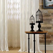 rideau voilage floral blanc semi transparent chambre adulte rustique 100x130cm