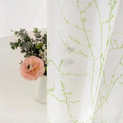 rideau voilage motif branches feuilles tissu texturé blanc vert bleu translucide décoration naturelle