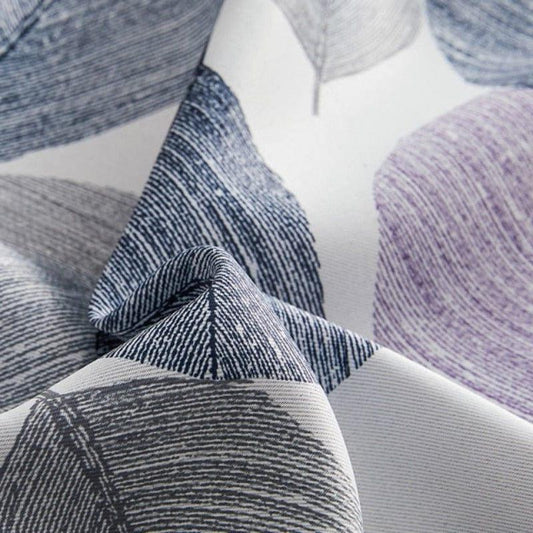 alternatives à ce rideau, décoration intérieure, rideau moderne, motifs géométriques bleus et violets, textile de maison, habillage de fenêtre