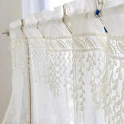 rideaux blancs motifs floraux transparents bohème vintage øllets dorés 100x50cm