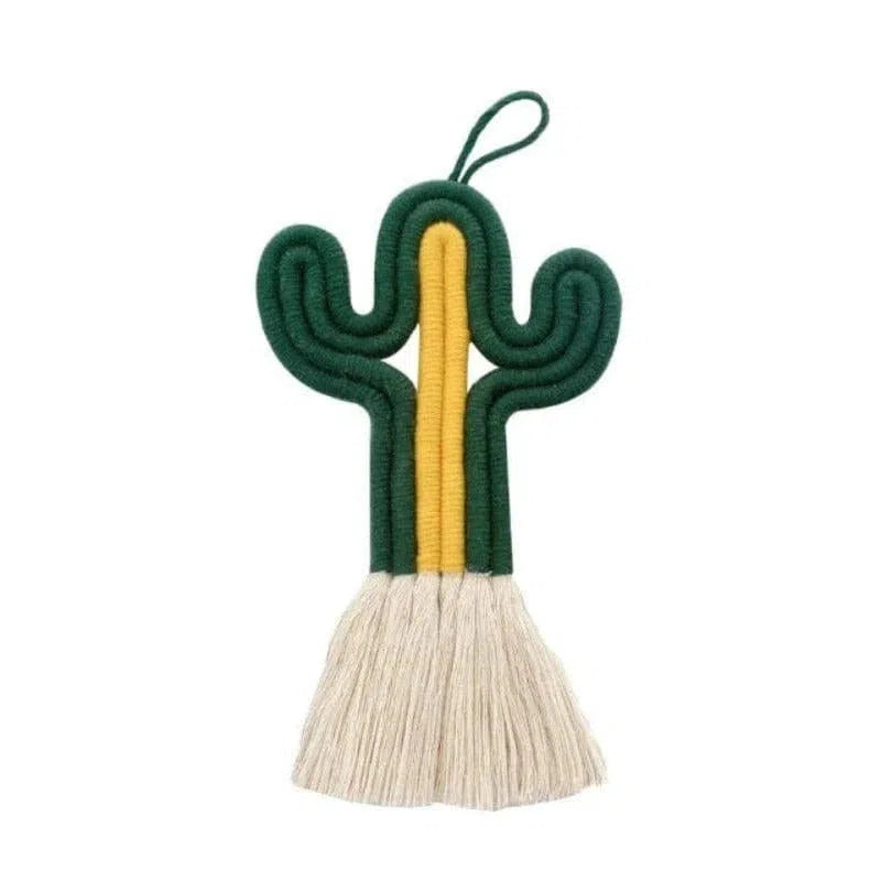 Décoration murale cactus en macramé, idéale pour une touche bohème dans votre intérieur. Accessoire tendance pour enrichir la décoration d'une chambre ou d'un salon. Design coloré et accrocheur pour une ambiance chaleureuse et accueillante. Parfait pour les amateurs de style naturel et original.