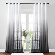 rideau blanc noir semi transparent tissu texturé moderne minimaliste tringle métallique noire
