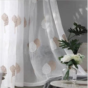 rideau blanc feuilles relief translucide floral décoration intérieure chambre salon