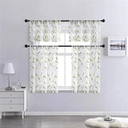 voilage broderie feuilles vertes blanc champêtre translucide plis flamands passe tringle tringle