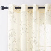 rideaux semi transparents motifs floraux abstraits couleurs beige marron decoratifs metalliques