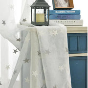 voilage lin motif étoiles blanc texturé semi transparent bohème gris rose