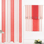 rideau voilage rouge rayures semi transparent moderne fixations fleurs table minimaliste
