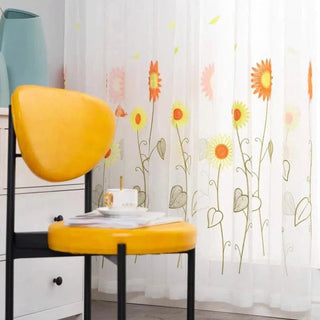 rideau floral transparent motif fleurs couleurs vives champêtre decoration fenetre translucide