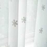 voilage lin blanc motifs flocons neige translucide tissu fin hivernal festif decoration chambre