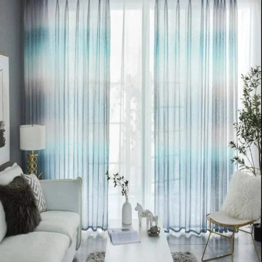 Voilage Imitation Lin Bleu | Ombre Interieur