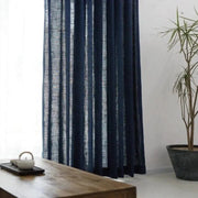 rideau imitation lin bleu marine rayures verticales semi transparent minimaliste