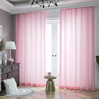 rideau rose semi transparent moderne lisse plis flamands passe tringle galon fronceur ostrich eyelet