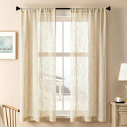rideau crème texture lin translucide tringle fixée décoration classique chambre maison