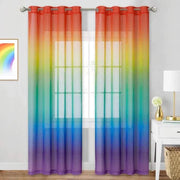 rideau multicolore arc ciel dégradé couleurs translucide moderne tringle fixations patte cache