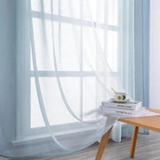 rideau moderne bleu clair blanc dégradé translucide chambre salon tringle minimaliste
