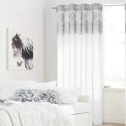 rideau blanc gris translucide dentelle florale shabby chic tringle décoration fenêtre chambre salon