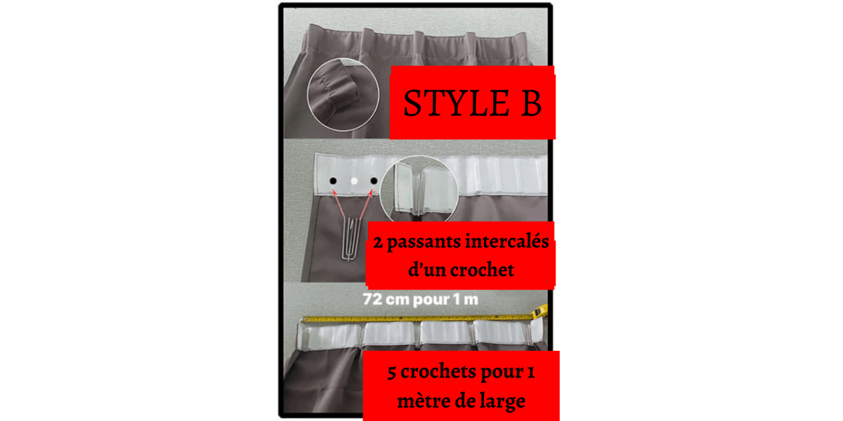 Plis flamands, style 2 : plis unitaires epais