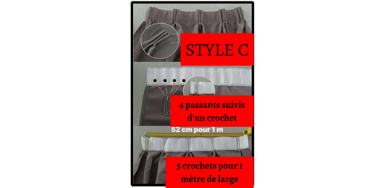 Plis flamands, style 3 : plis triples fins